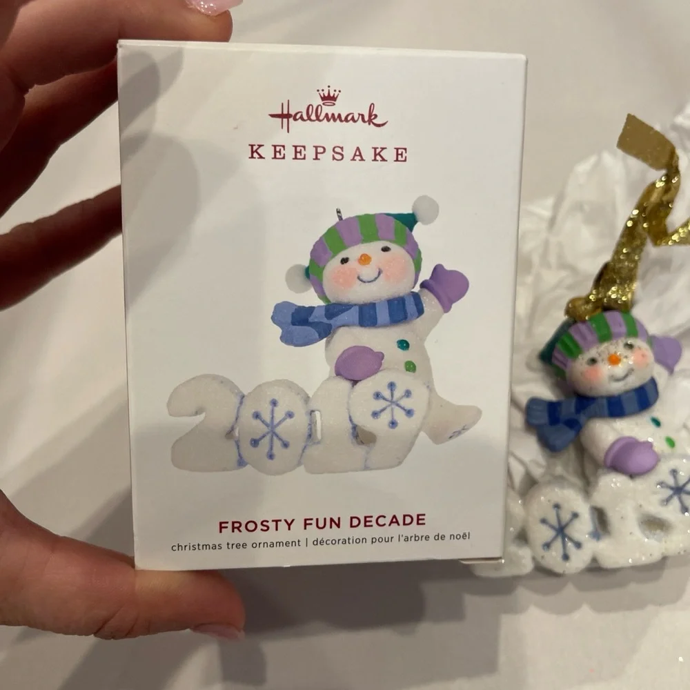 Hallmark Frosty Fun Snowman Ornament with Green and Blue Accents 2019 Christmas